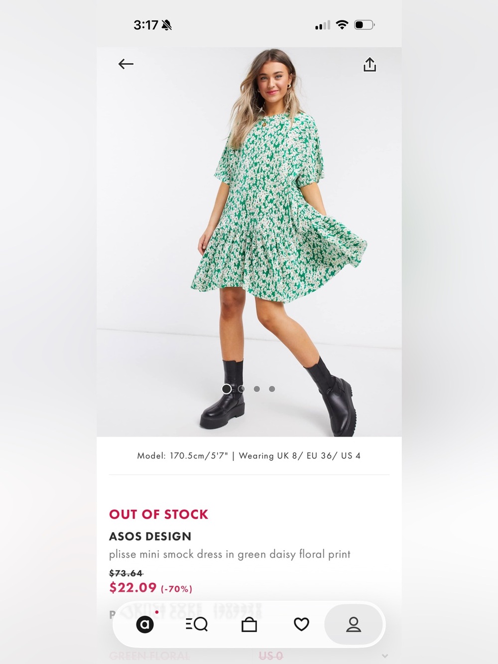 Knee length Plisse green flower dress